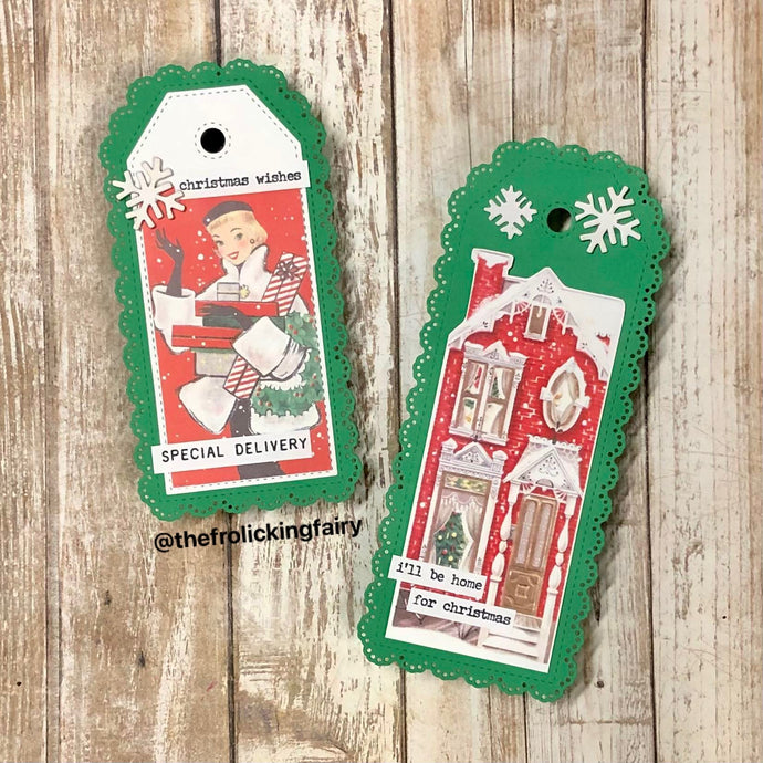 Green Retro Holiday Tags with Gecko Galz + bonus ATC