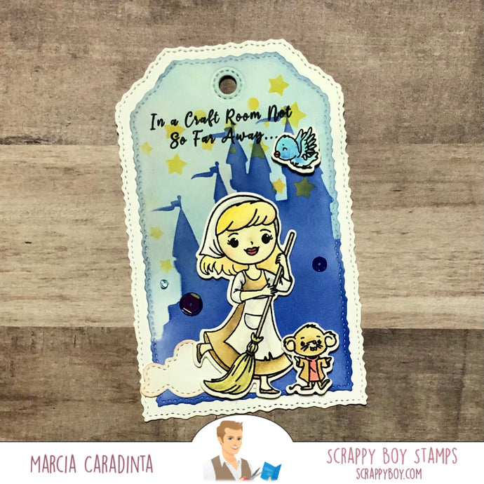 Once Upon A Time: Cinderella Tag with Stenciling