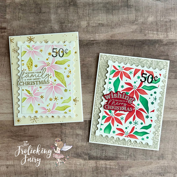 Oversized Poinsettia Postage Stamp Cards