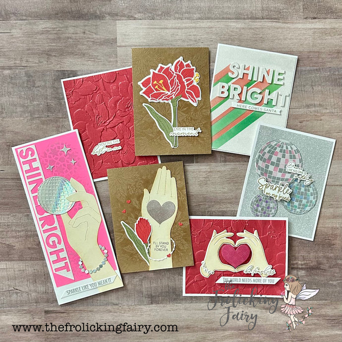 Beads of Friendship, Shine Bright, and Amaryllis Christmas with Spellbinders