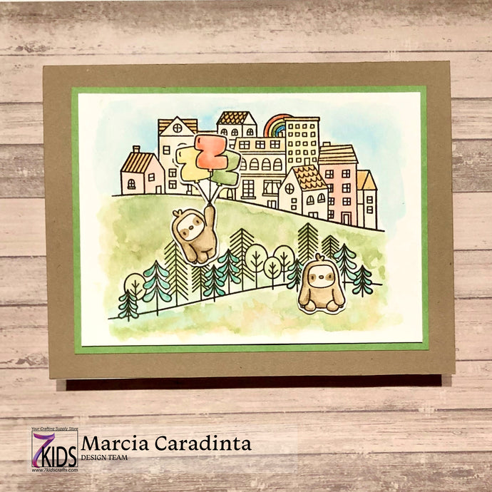 Watercolored Sloth Scene