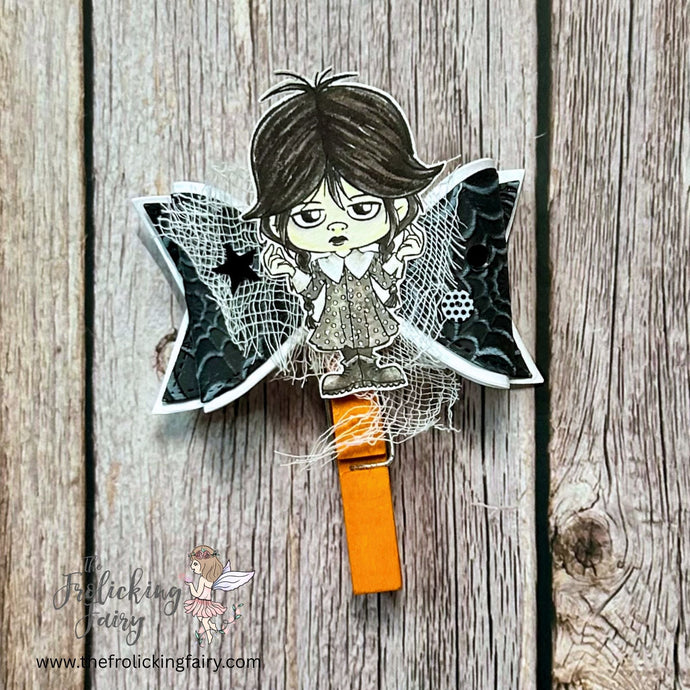 Goth Girl Halloween Bow Clip