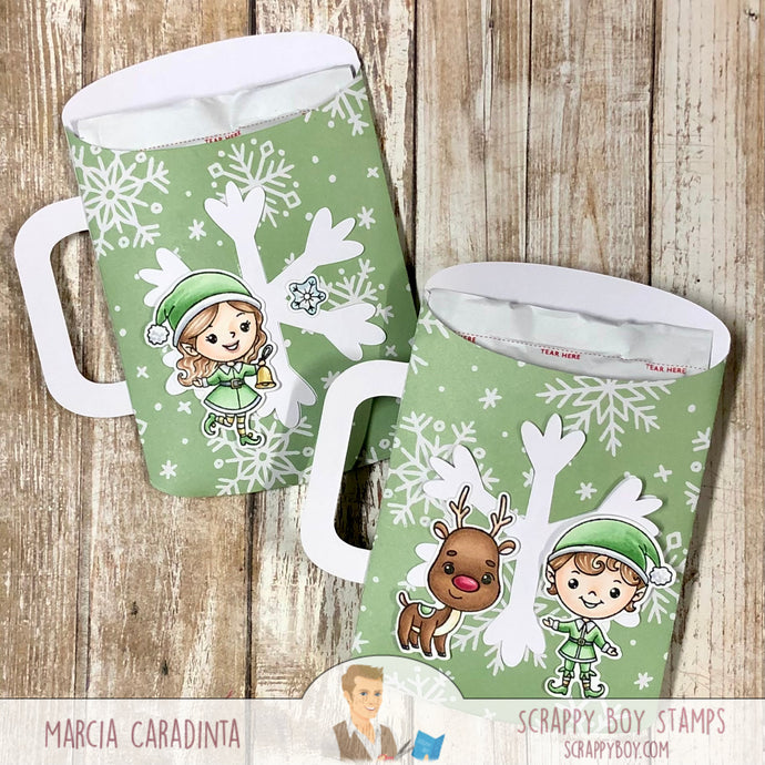 Elf Hot Cocoa Mug Pockets with Scrappy Boy Stamps
