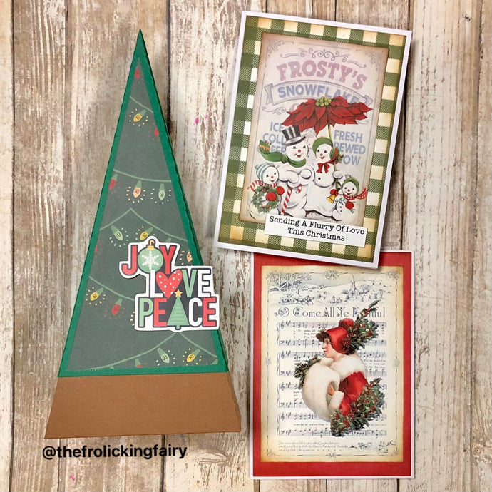 Vintage Christmas Cards, Tag, and Tree Box