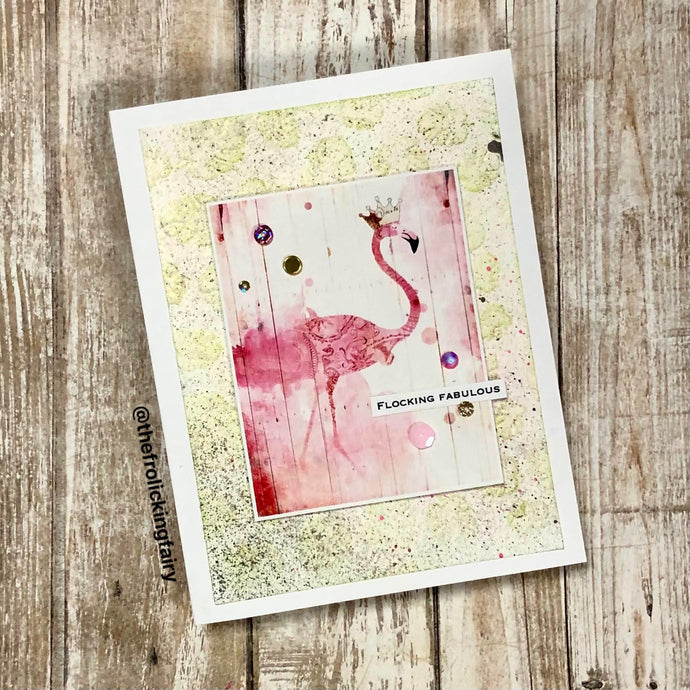 Flocking Fabulous Flamingo with Embossed Stencil Background