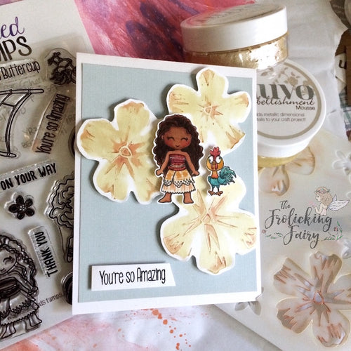 #thefrolickingfairy #kindredstamps #polynesianadventurers #moana #heihei #handmadecard #youreamazing #copiccoloring #nuvoembellishmentmousse #aloha